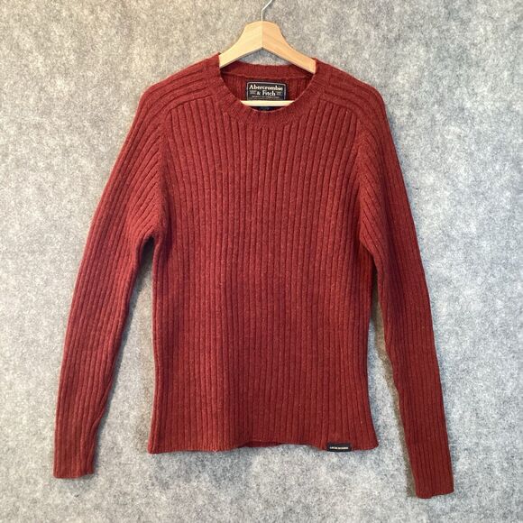 Vintage Abercrombie & Fitch Sweater Mens XL Red Ribbed Muscle Wool Blend - Picture 1 of 14